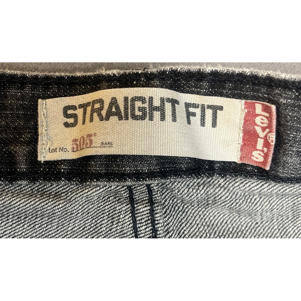 Levis 505 Straight‎ Fit Black Faded Jeans Men's 32x34 - Picture 5 of 7